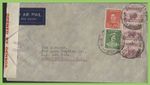Australia 1943 multifranked censored cover to South Africa