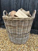 Round Kubu Wicker Rattan Laundry Log Storage Kindling Basket NO Liner Tapered