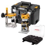 DeWalt DCW604NT 18V XR Brushless Router Trimmer With 1/4" 35 Piece Cutter Set