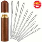 15Pcs Big Eye Blunt Darning Sewing Needles Set With Wooden Box Embroidery Sewing