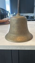 Antique Brass Hand Bell Broad Arrow Type Mark Possible RAF Scramble Bell