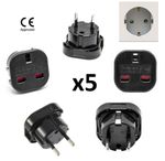 5x UK to EU Adapter Plug Euro Europe European Travel Adaptor UK 3 to EU 2pin CE