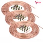 3x 25ft Copper Nickel Brake Pipe Hose Line Tube Roll 3/16'' Tubing + 48 Nuts U