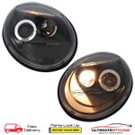 Beetle Headlights LED Angel Eyes & DRL 1999-2006 Black Halo Upgrade Projector
