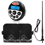 Waterproof Marine Stereo Receiver Bluetooth Boat Radio + 4" Speakers + Antenna