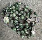 St Jude / St Martin Rosary Handmade In  Green Spot Jasper Gemstones