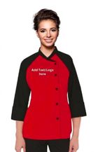 Women's 3/4 Sleeve Chef Coat, Contrast Culinary Uniform Jacket