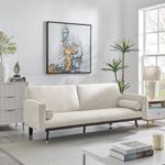 Cream Sofa Bed 3 Seater Faux Suede Click Clack - Jenna