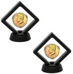 2 x Black Transparent Coin Display Stand For 1oz Silver or Gold Coins
