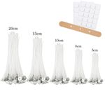 CANDLE WICKS PRE WAXED WITH SUSTAINERS LONG TABBED FOR CANDLE MAKING CRAFT