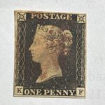 GB SG2 QV 1840 Penny Black Plate 2 K-F,  4 Margins, Fine Maltese Cross
