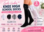 6 Pairs Girls Ladies Knee High Long School Socks With Bow Party Socks All Sizes