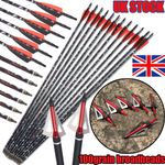 30inch Carbon Arrows for Recurve/Compound Bow Archery Target Hunting Shooting UK