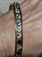 Exceptional Vintage Van Dell 12k Gold Filled Bangle Bracelet w Sparkling Stones