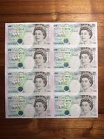 Bank of England 8 x Five Pound £5 Notes Sheet Uncut Kentfield Rare 1996 UNC