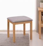 Dressing Table Stool, Solid Oak Wooden Stool with Padded Seat, Bedroom Stool