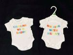 Ex Store Baby Boy Girl White Mummy Daddy Bodysuit Vests x 2 Age Tiny N/B 0 3 Mth