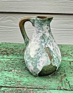 Otto Keramik green fat lava jug or vase mid century West German Studio Pottery
