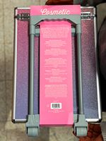 Glitter Rolling Cosmetic Trolley Case with Handle & Wheels, Pink Purple Grey