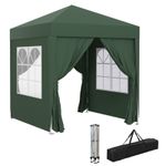 Outsunny 2x2m Garden Pop Up Gazebo Canopy Marquee w/ Carry Bag, Green