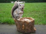 Squirrel Log Feeder Bird Feeder Garden Ornament Wildlife Decorative Statue