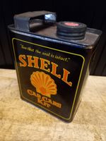 Vintage Shell Car Care Kit Oil Can Metal Tin with Handle & Screw Cap