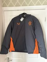 Castore Rangers FC Women’s Padded Hooded Jacket Grey/Orange UK 20 BNWT