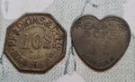 P.F. Adkins & Co Ltd Borough Mkt 1  & 10 Shillings Tokens Heart & Octagon 
