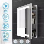LED Bathroom Mirror Cabinet with Shaver Socket Demister Sensor Lights 3 Size