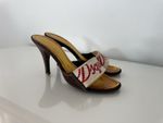 Rare Vintage Dsquared2 embroidered logo kitten heels / mules / peep toe sandals