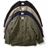 Japanese Cargo Jacket Men Loose Multi Pocket Casual Thin Collarless Coat UK