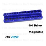 US PRO Magnetic Socket Holder 1/4" Drive Holds 26 Sockets Organiser Rail 6743