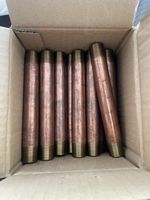 Caja de 25 Red Brass Pipe Nipple 1/2" x 6" Plumbing Pipes