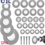 32x Mini Diamond Cutting Discs Wheel Blades Drill Bit Disc Dremel Rotary Tool