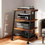 Hifi Stand, 4-Tier AV Media Stand with Power Strip and Wheels