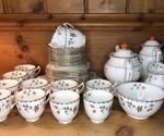 Vintage Delphine 45 Piece Parrot Tea Service Gilt Rims Art Deco Hand Painted