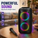 Bluetooth Karaoke Speaker RGB LED Lights Wireless Portable Speaker Wired Mic