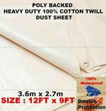 3 Cotton Dust Sheet Large Heavy Duty Decorating Paint Protection Twill Cover DIY