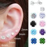 925 Sterling Silver Stud Earrings Round Cubic Zirconia Pair or Set