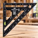 Spec Ops Elite Fury 7.5 in Rafter Square Level Vial Compass Holes Black