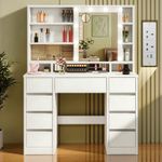 Dressing Table w/ Power Outlet 9 Drawer 10x Magnifying Mirror & Led Slide Ygqxpo