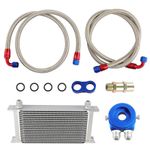 Universal 19 Row AN10 Engine Oil Cooler+Filter Adapter Kit +Oil Lines