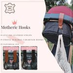 Motheric Genuine Leather Stroller Hooks - Tan