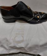 Chloe  Loafers Size UK 5 Black Glory Penny Slip On Leather Studded Party Shoes