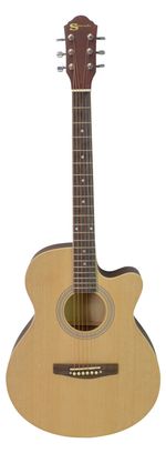 Full Size Acoustic Guitar Attractive Natural Hardwood Finish with Steel Strings
