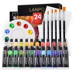 Acrylic Paint Set (12/24 Colors) with Brushes