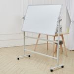 Extra Large Magnetic Whiteboard Double Side Revolving Board on Wheels 1200x800mm