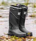 Black Waterproof Knee High Rain Boots with Drawstring Top for Fishing &