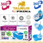 360° ROTATING MAGIC MOP SPIN BUCKET SET STEEL MICROFIBER FLOOR DRY 2 HEADS UK