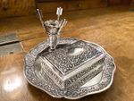 Victorian Unusual Sterling Silver Desk Smoking Set, London. Hallmarked